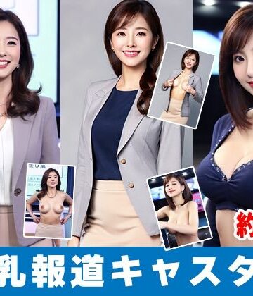AIで絶世の美女を作る★【約50分】『巨乳女性キャスターの乳揉み2』ニュース番組の裏と揺れる胸。-AIで描く究極の美女達-[イラスト・CG集]