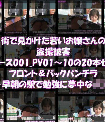 Libido-Labo★街で見かけた若いお嬢さんの盗撮被害:（ケース001_PV01〜10のフロント・バック両方のパンチラ20本セット:-早朝の駅で勉強に夢中なJ○）[3DCG]